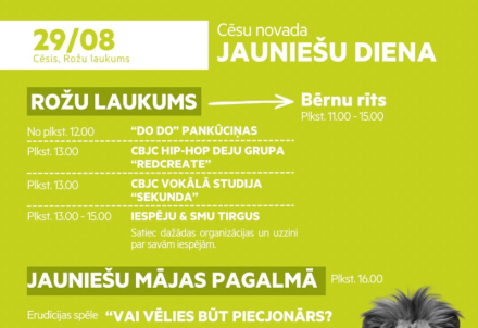 Cēsu novada jauniešu diena notiks 29. augustā