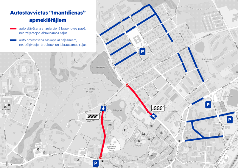 Pieejamo autostāvvietu karte "Imantdienu" apmeklētājiem