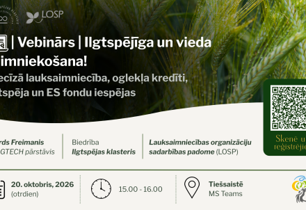 Aicina piedalīties vebinārā par ilgtspējīgu saimniekošanu